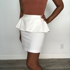 ALICE OLIVIA WOMENS SKIRT WHITE TWILL RETRO PEPLUM MINI 2